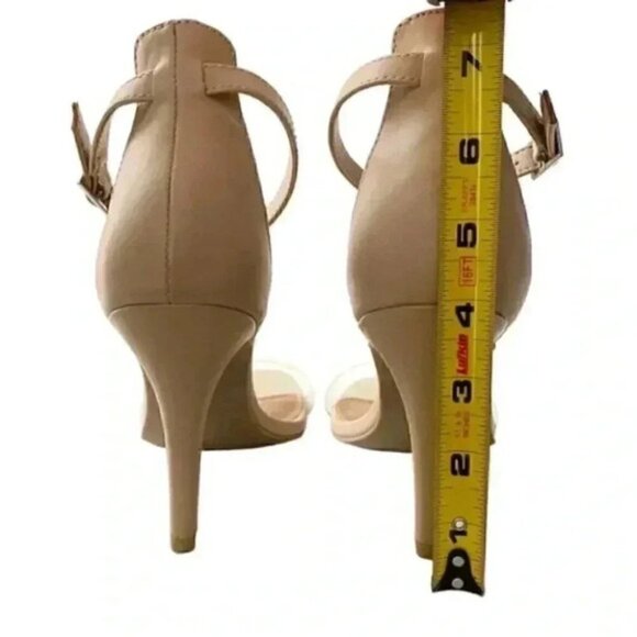 Steve Madden Nude Translucent Vinyl High Heel Ankle Strap Minimalist Sandals 9 - Picture 7 of 15